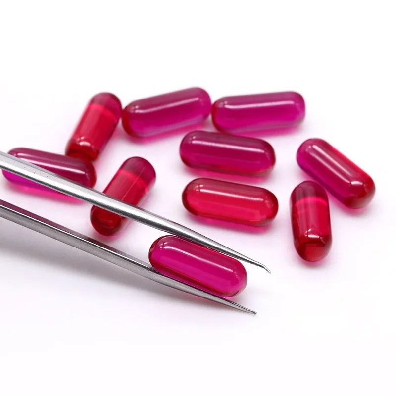 Synthetic Corundum Fancy Shape Circular Cylinder Ruby 5# Corundum Stones for Jewelry Wax Setting