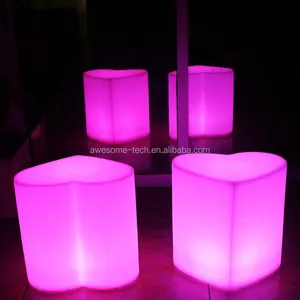 Hot Selling Outdoor Garden Colorful Rechargeable Plastic Heart Shaped Wedding Party Chair for Valentine's Day