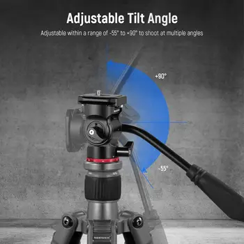 NEEWER Tripod Fluid Head Pan Tilt Head with Quick Release Plate and Handle, Metal Camera Tripod Head Compatible with Arca Swiss detail image