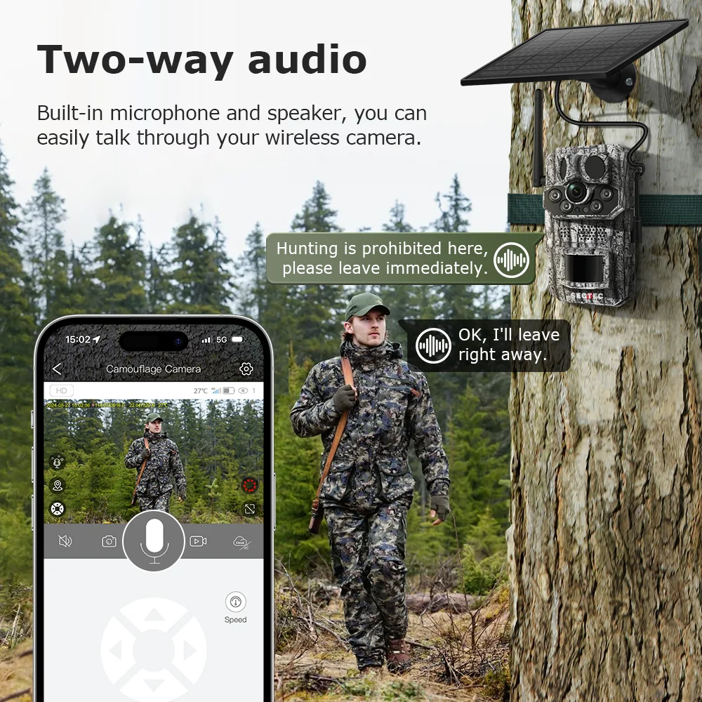 SECTEC GPS 4G LTE Cellular Trail Cameras Solar-Powered Hunting Wild Angle Camera HD 3MP 3PIRS 4G GPS Trail Hunting CCTV Camera