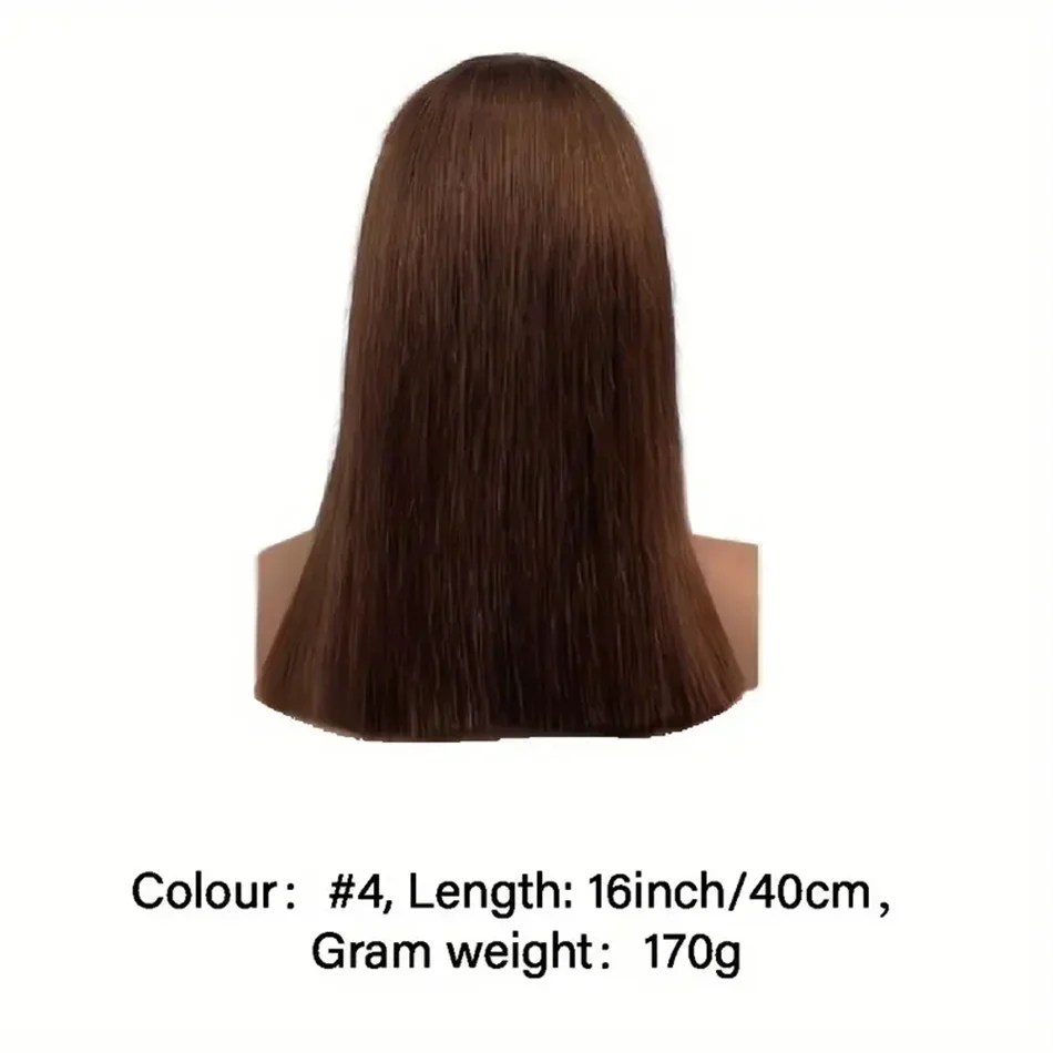 Chocolate Brown Bob Human Hair Lace Front Wig 210% Density_voghion.com