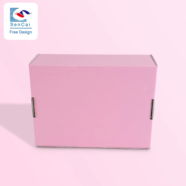 Hot Sale Custom Pink Color High Quality Paper Corrugated Shipping Box With Your Logo details