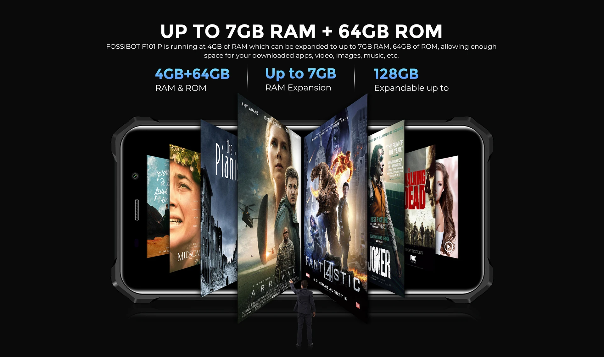 FOSSiBOT F101 P 4GB 64GB Cellphone Octa Core Rugged Smartphone,10600mAh,24MP Camera,5.45" HD Screen,IP68 Mobile Phone