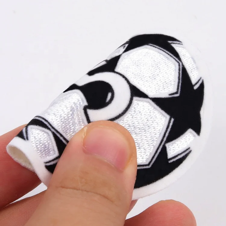 Soccer Sports Flocking Badges Producer Custom Football Logo Soft Heat Transfer Printing Flock Patches with Tatami