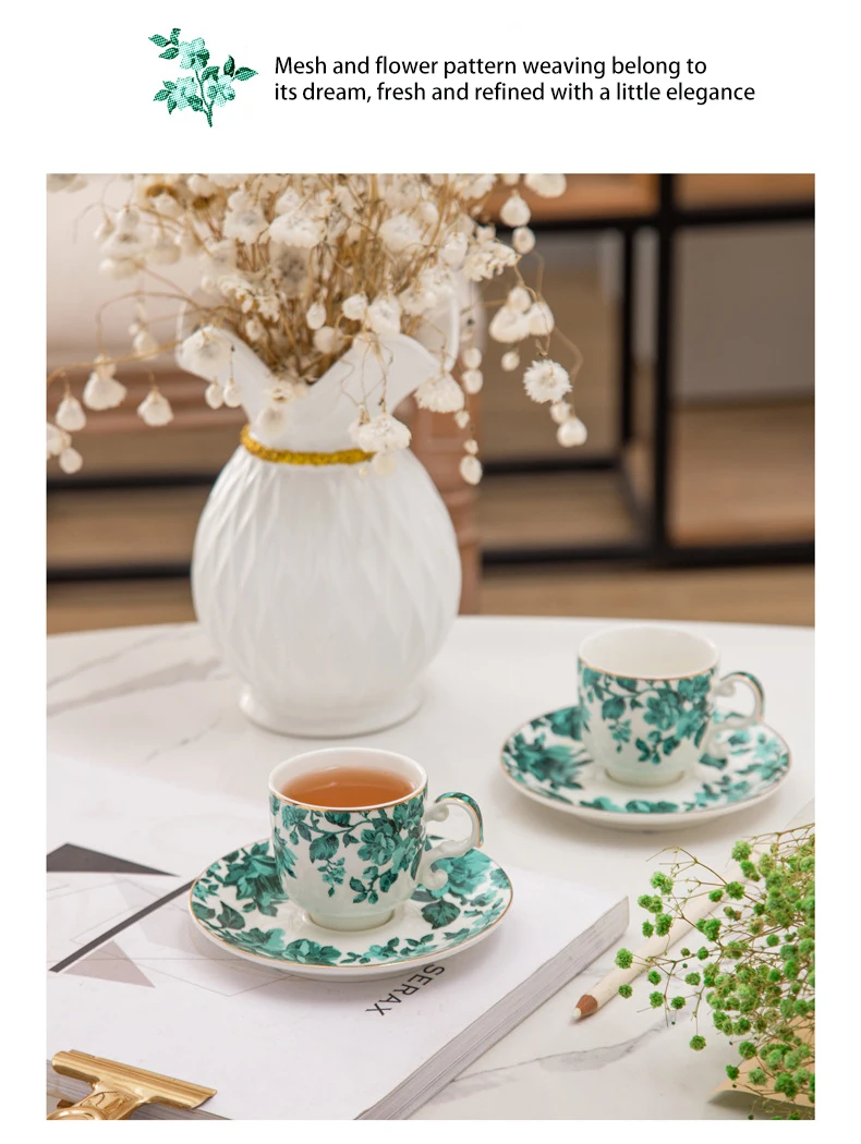 Classical Creative design tea set ceramic coffee cup and saucer porcelain cup drinkware 6PCS cup plate gift box details