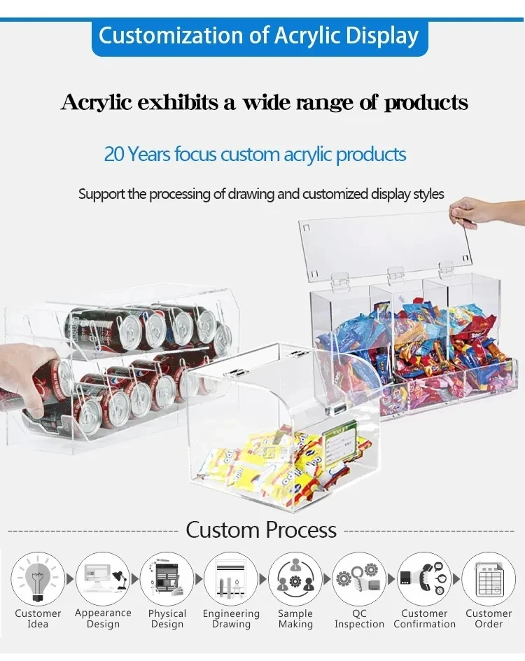 Candy Switch Container Clear Acrylic Dispenser Candy Container Bins Boxes with Lid for Food ...
