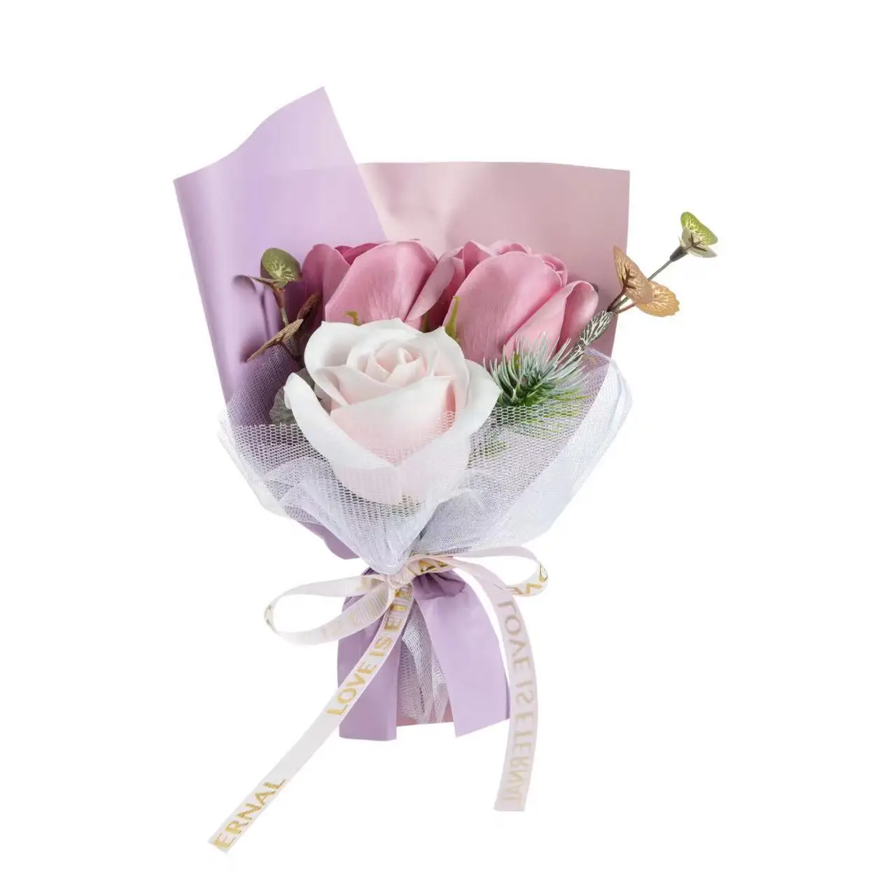 Ychon Artificial Small Bouquet Flower Soap and Dried Champagne with Roses for DIY Gift to Wedding Party Mother's Day Gift