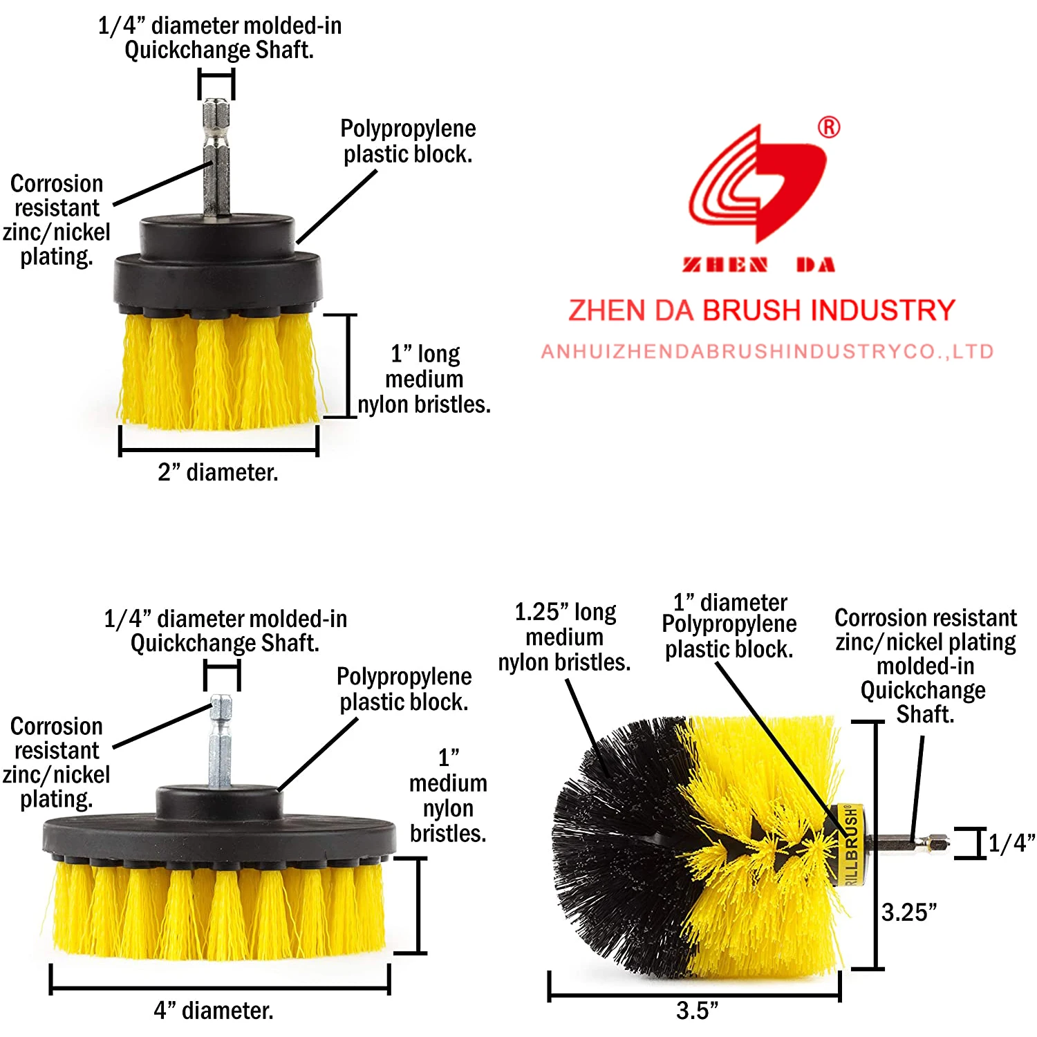 3 Pack Automatic Car Wash Drill Brush Set