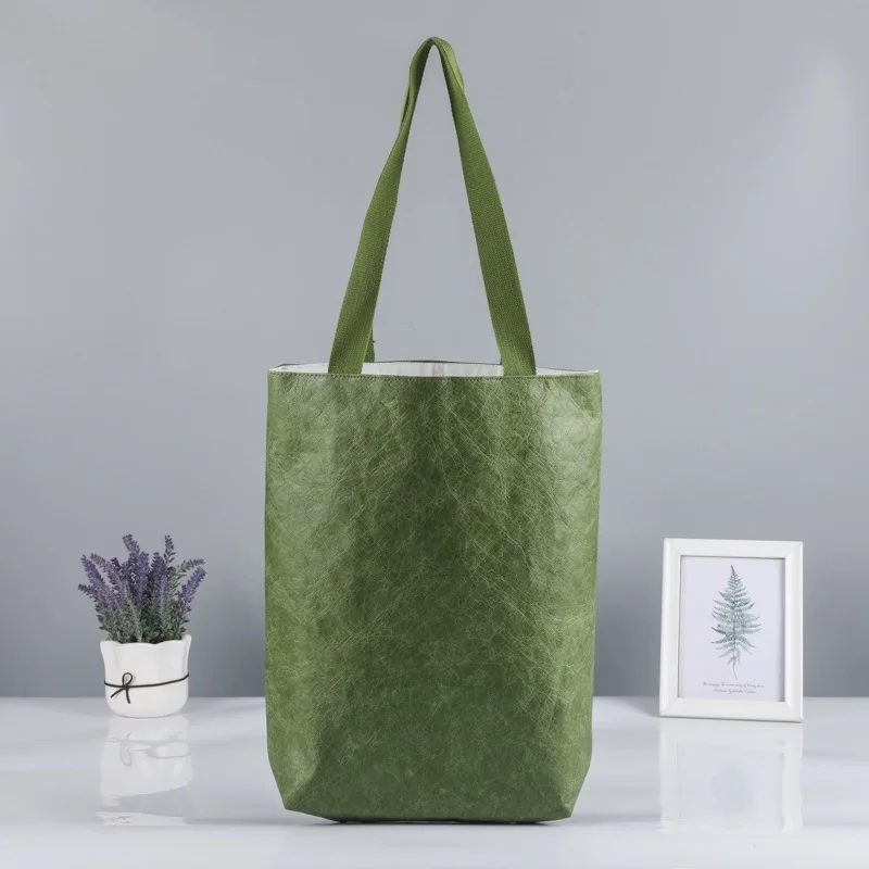 Manufacturer DuPont Paper Bag With Custom LOGO Printing WashableKraft Green Tyvek Bag For Shopping