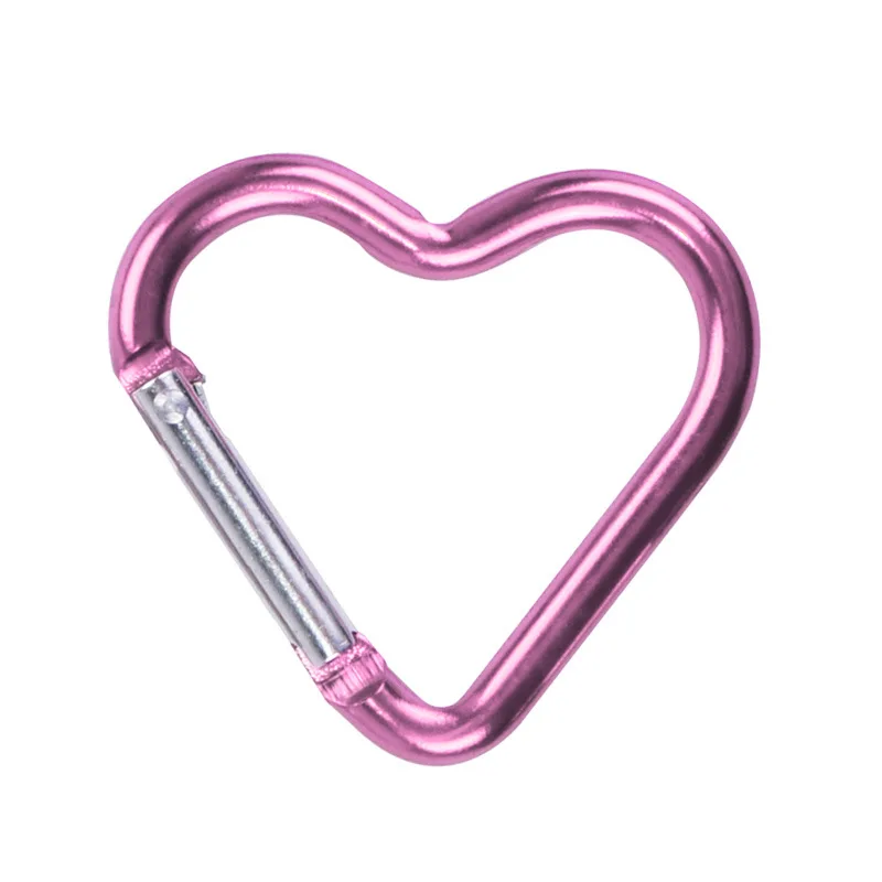 Aluminum Heart Shape Spring Carabinas Key Hook Spring Clip Karabiner Keychain Snap Hook