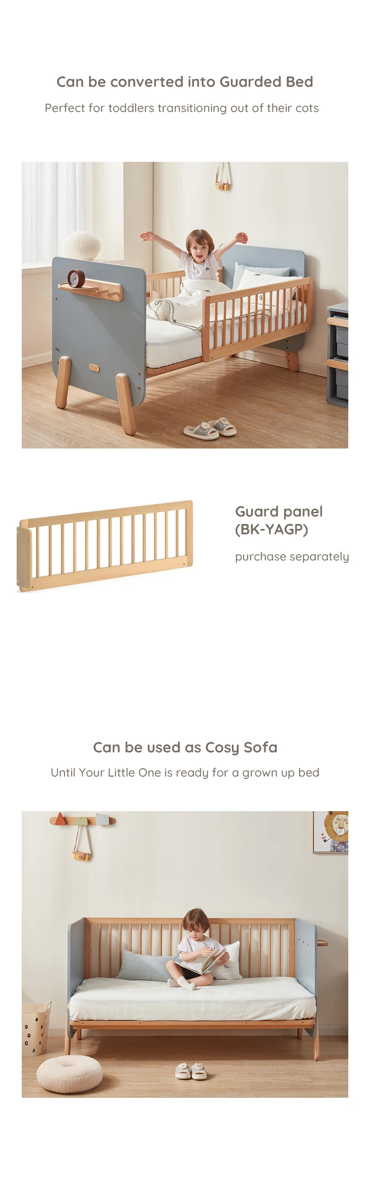 Only B2b Boori 3 In 1 Small Rail Guard Toddler Bed For Children Small Room Girls Twin Adjustable