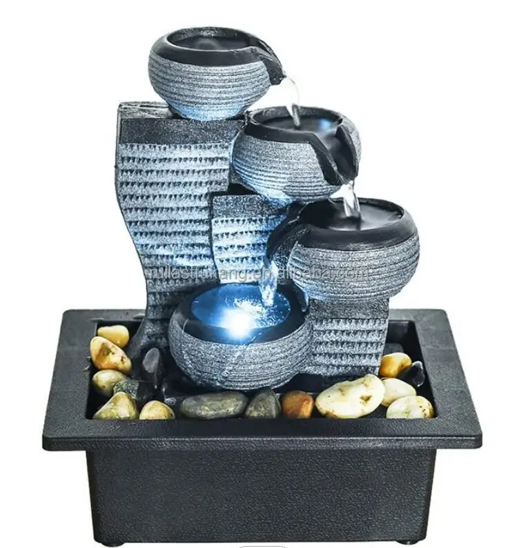 Water fountains ,Wholesale resin home decoration tabletop indoor water fountains and waterfalls with LED lights