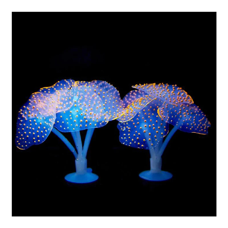 Fish Tank Ornament Luminous Imitated Sea Anemone Simulated Fluorescent Coral Water Plant Aquarium Decoration Accessories 10 13 G