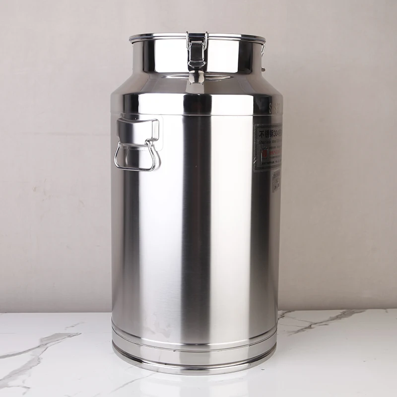 Factory Supplier Prices 304 Stainless Steel Milk Container Insulation Milk Bucket Milk Transport Can with Locking Lid_0