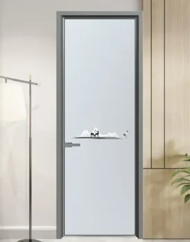 Modern black frame bathroom Flat aluminum toilet door Interior decor French courtyard flat doors