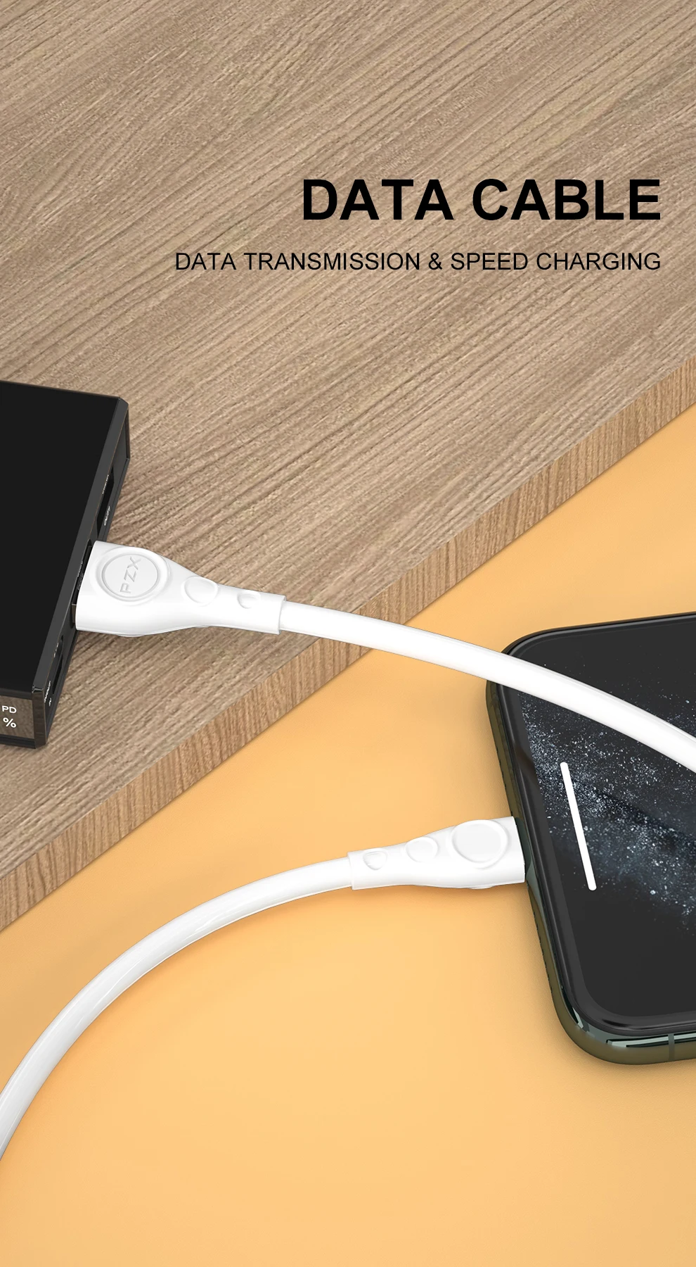 PZX High Quality For iP/Micro/Type-C Charger 1M USB Cable Data Transfer 5A Fast Charging cables de datos
