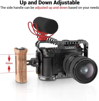 Small Rig Universal Side Wooden NATO Handle Grip DSLR Camera Cage with Cold Shoe Mount Built-in Wrench  2187 detail image