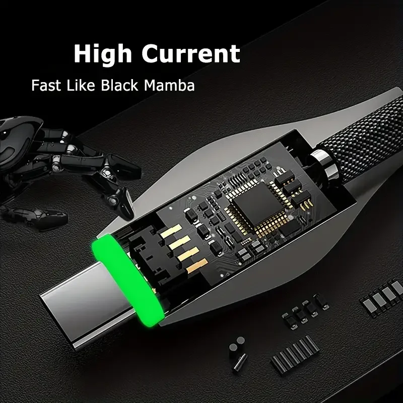 Manufacturer Snake LED Data USB Cable With Snake Design Mobile Phone PD Fast Charging Cables USB to Micro Type c Cable Tipo C