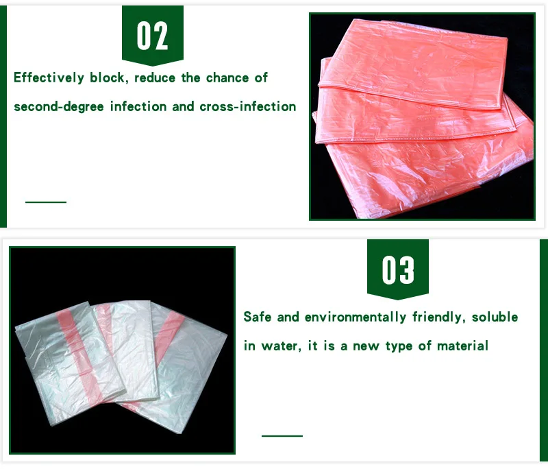 Pva Water Soluble Bags Custom Made Embossed Dissolvable Medical Laundry Bags For Infection Control