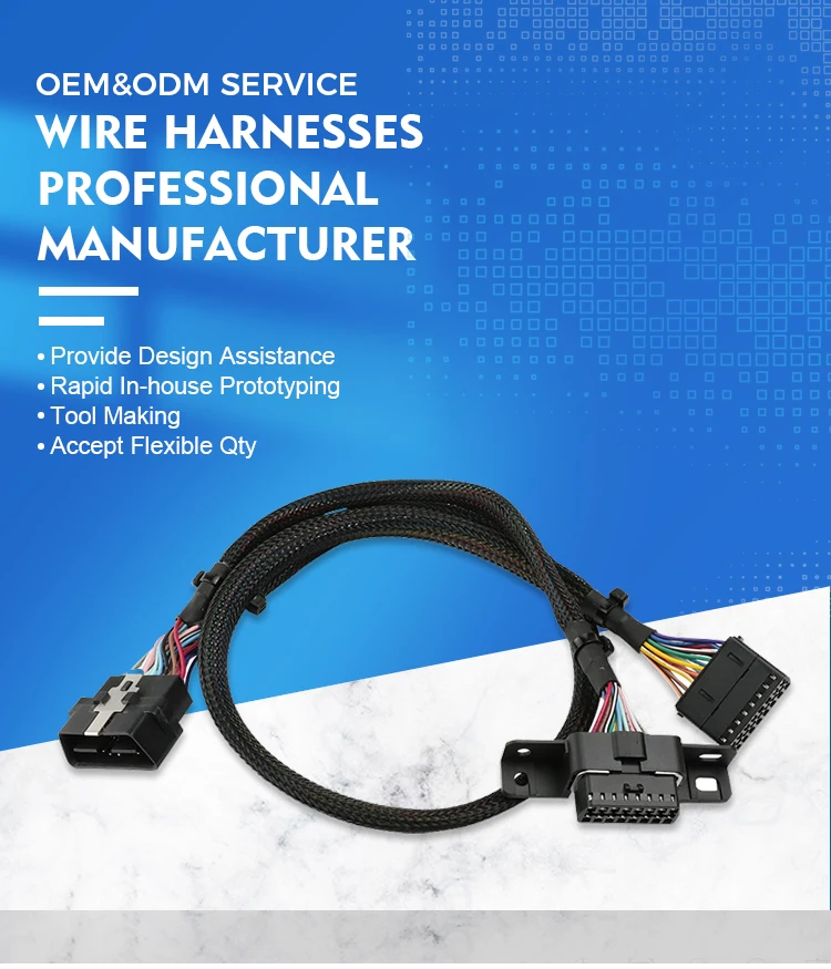 Universal OBD2 T-Harness With Brackets OBDII OBD16 Pin OBD Y Split Cable For OBD2 Diagnostic cable supplier