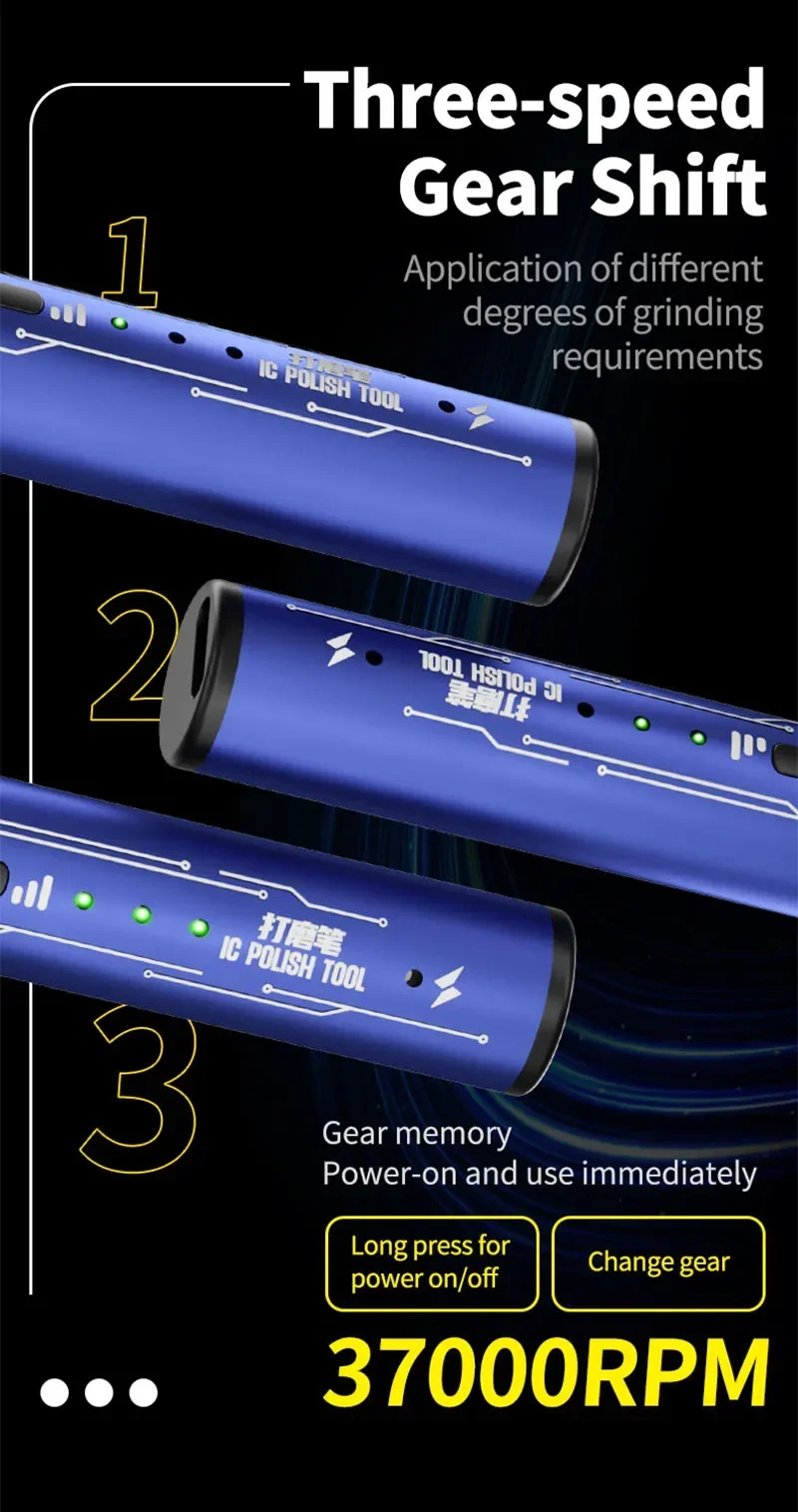 MECHANIC GDR2 Durability Rechargeable Polishing Pen for Mobile Phone Repair Micro Electric Polishing Tool