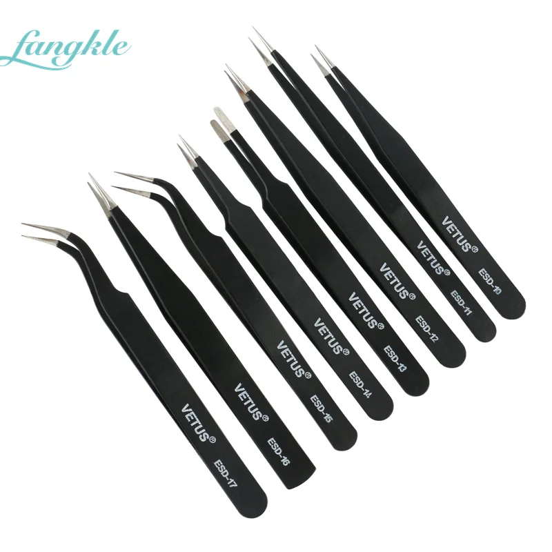 Wholesale Vetus Esd Eyelash Extension Tweezers Black Tweezers For