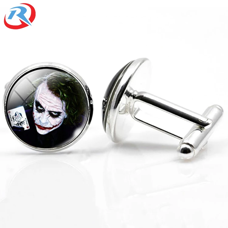 Custom own logo popular clowns Series Metal Gem Glass Cufflinks/cuff link wholesale