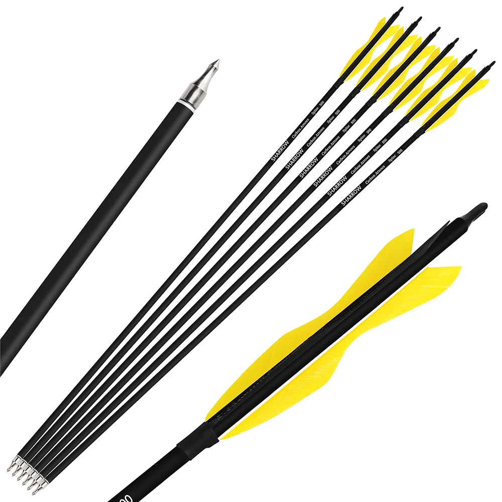 Flèches en carbone pur peau de bois, Spine300-900, 32 pouces