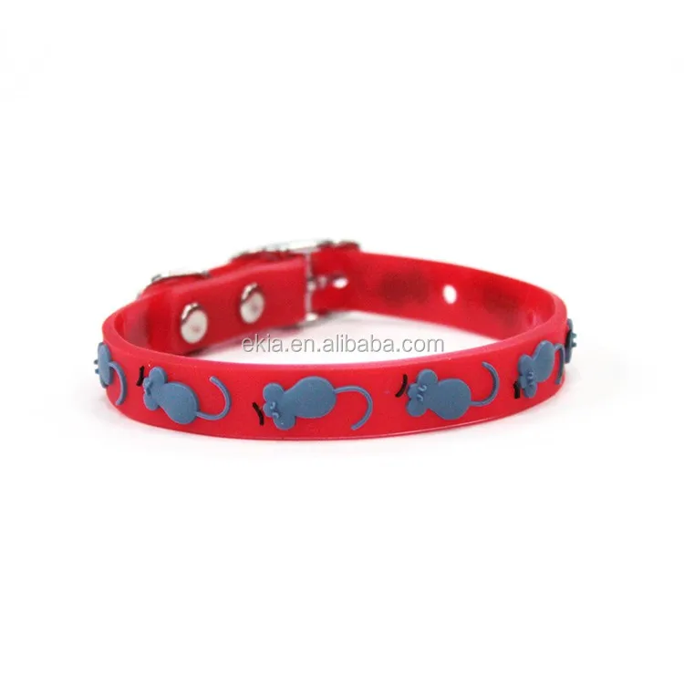 Wholesale Grooming TPR Rubber Cat Collar With Mouse Print