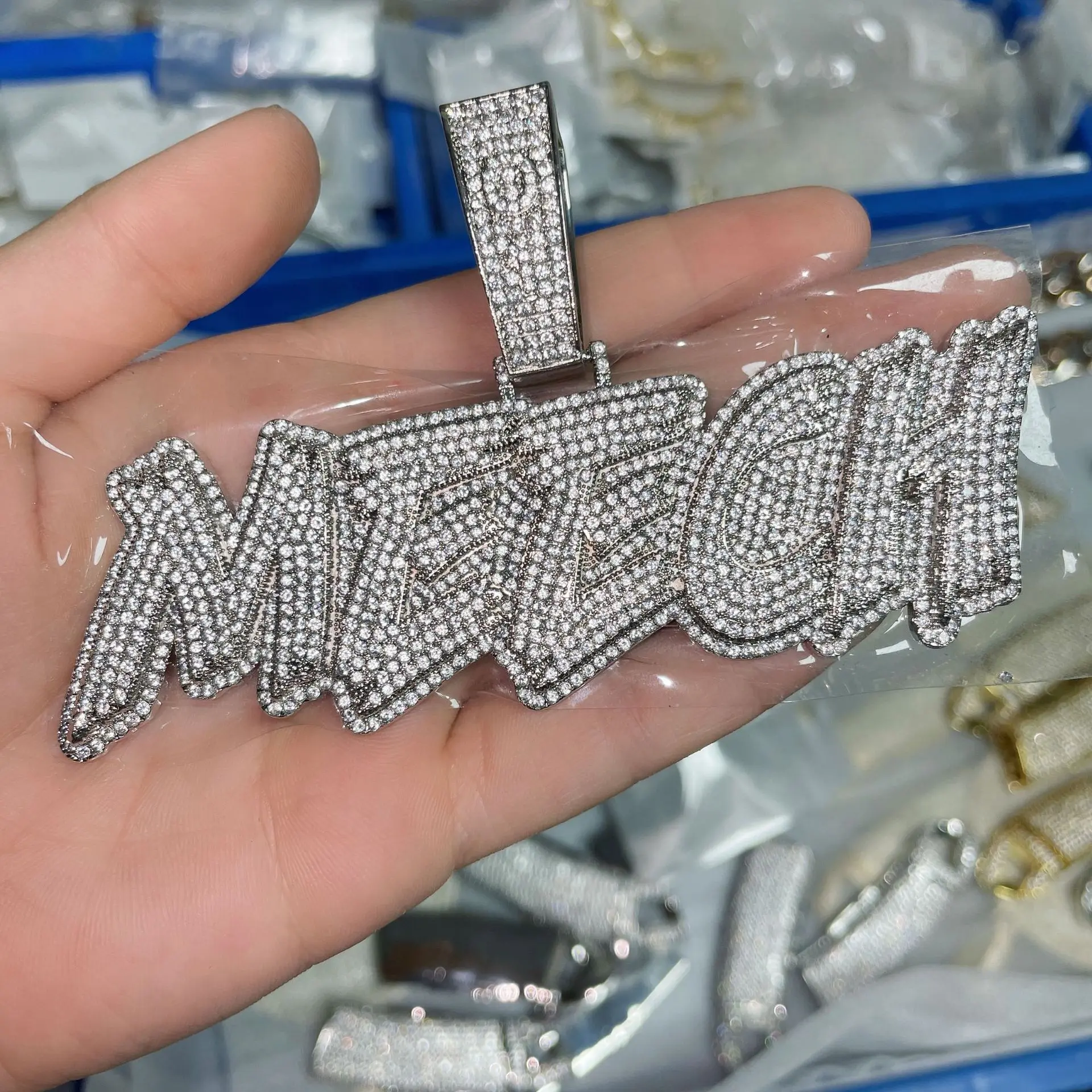 Hip Hop Necklace Burr Name Number Double Layer Two Color Necklace Full Rhinestone Zircon Capital Custom Letter Pendant Necklace