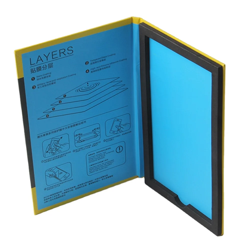 Paper Tempered Glass Box Package Custom Tempered Glass Screen Protector Packaging