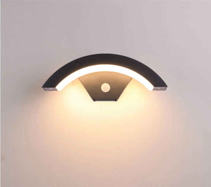 led outdoor waterproof human body induction wall lamp courtyard simple creative outdoor balcony door moon shaped wall lamp