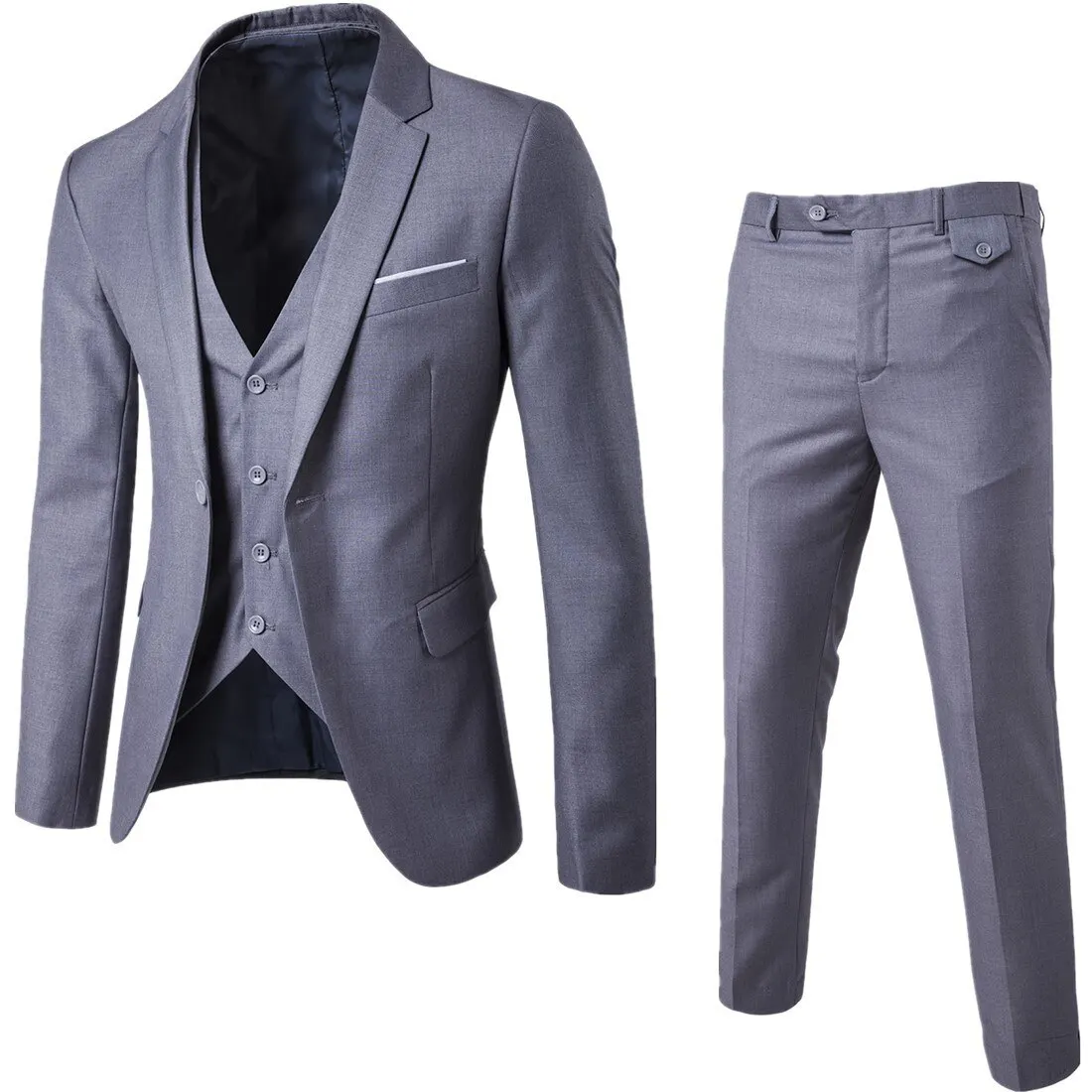 NEW Fashion Summer Thin Formal Set Plus Size for Men Is Slim 3 Piece Suit Wedding Party Suit Pants Mens Slim Fit Blazer
