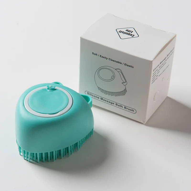Amazon hot Soft Silicone Bristles Bath Brush Comb Scrubber Shampoo Dispenser for Pet Grooming Deshedding for Pet Washing