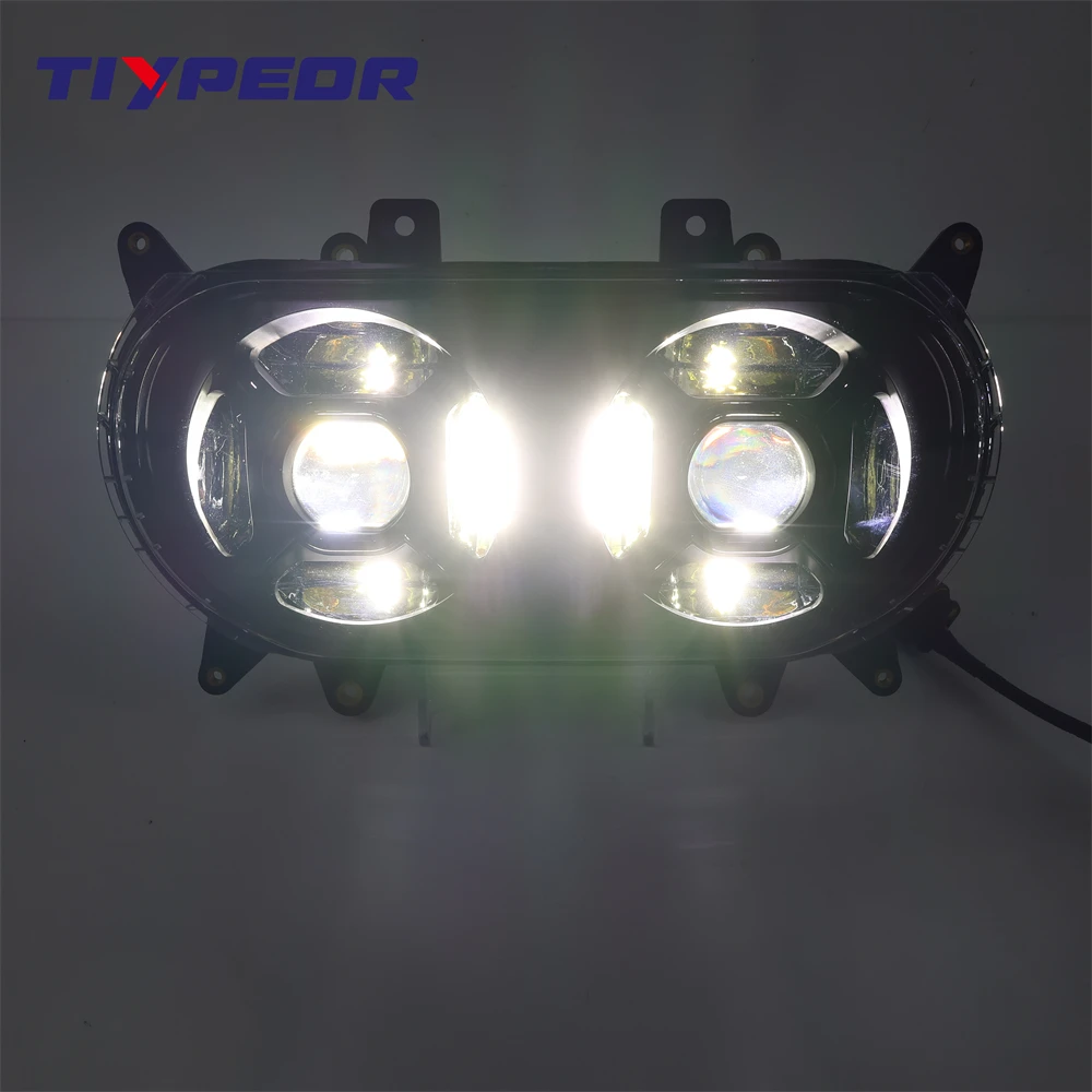 product tiypeor motorcycle headlamp for road glide 124w dual led project headlight with drl for road glide 2015 2020 h4-6