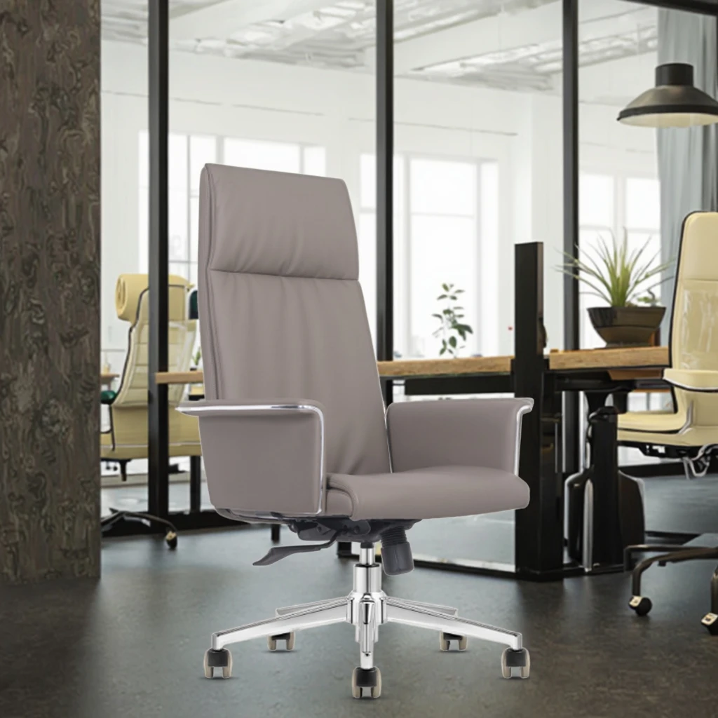 Budget PU Leather Task Chair Mechanical Tilt Lock Steel Base Chrome Gas Lift Affordable Seating 4