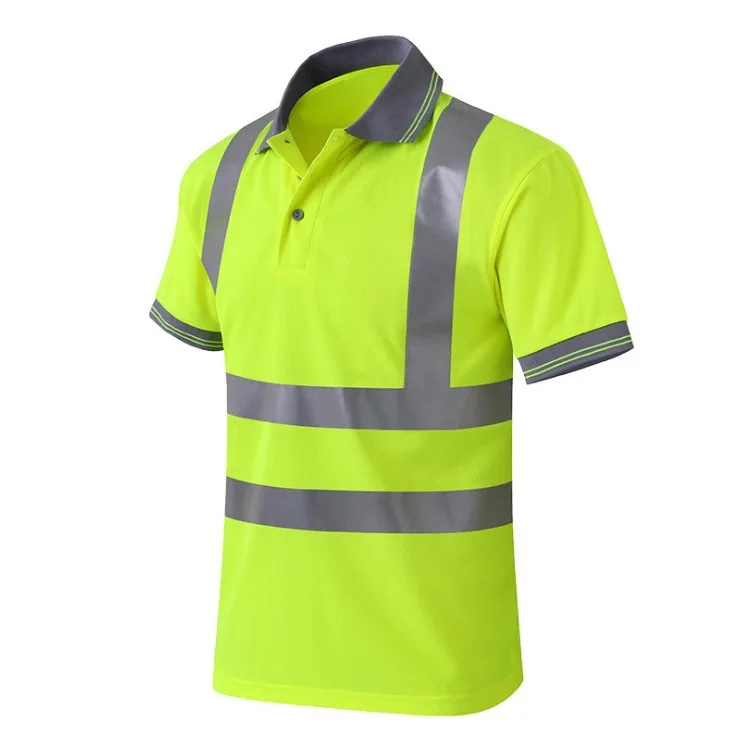 Custom Logo Hi Visible Polo T-shirts Reflective Material Safety Work ...
