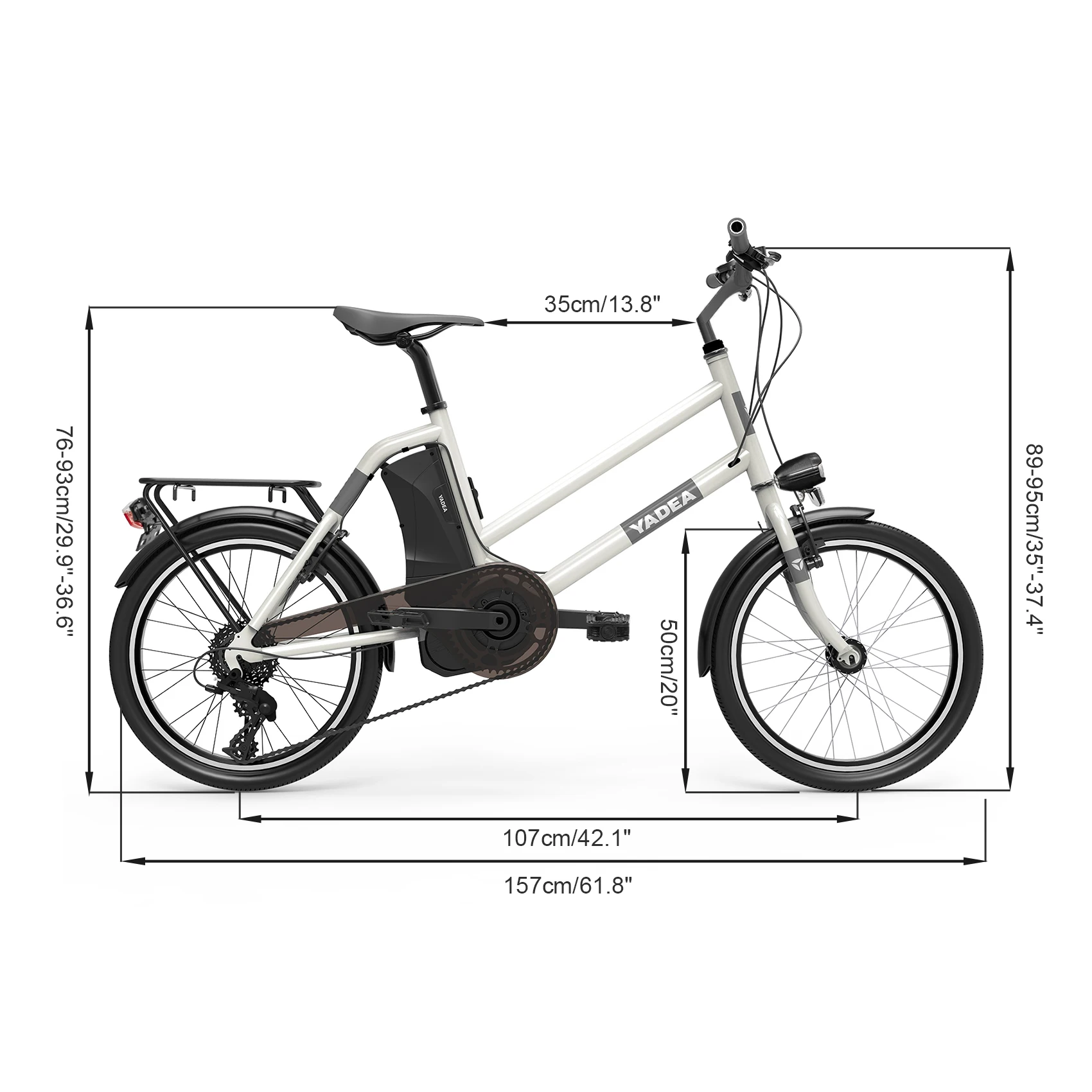 Yadea YT300 20inch Electric MTB Bicycle 250w Mid Motor Drive Ebike Power Hub E Cycle Retro Electric Bike