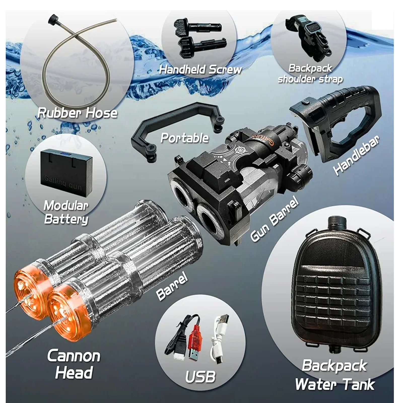 2025 Nouveau pistolet à eau électrique avec effets de lumière de flamme réalistes,recul simulé,pistolet à eau automatique,adultes 2025 Nouveau pistolet à eau électrique avec effets de lumière de flamme réalistes,recul simulé,pistolet à eau automatique,adultes