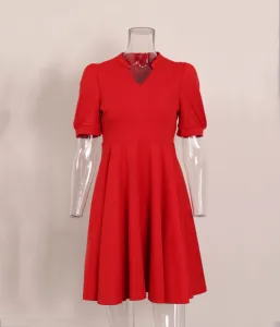 Hot Sales OYV Women's Clothing, Namely, Shirts, Dresses, Skirts, Blouses V-neck Elegant Dress