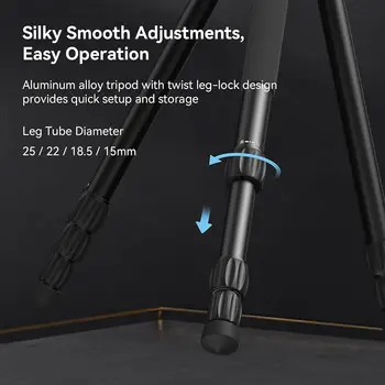 For SmallRig Professional Video Tripod CT190 72\" Camera Tripod Leveling Base Monopod Conversion Travel Video Vlogging Carry 8.8 detail image
