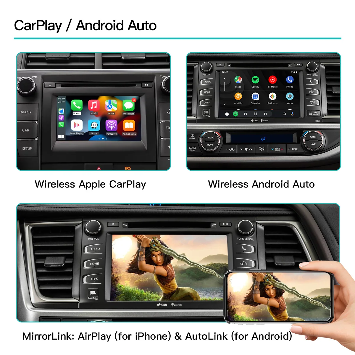 Apple - ちょあ For Apple Carplay Car Stereo GPS W/SWC 10.1in Fit For Toyota