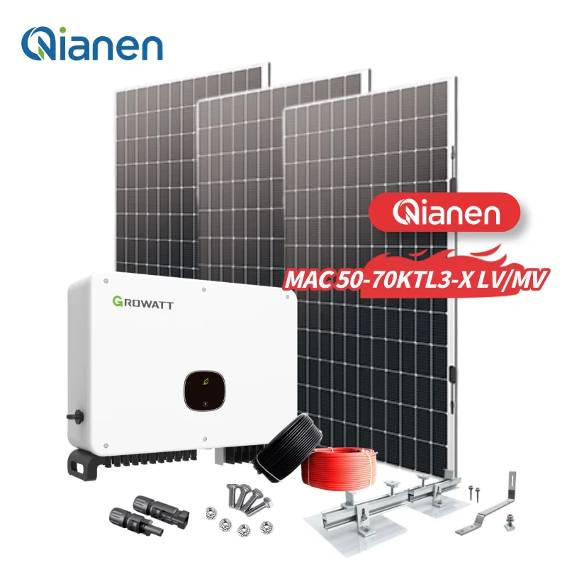 QIANEN 50-70 kW compleet zonnestroomsysteem commercieel industrieel zonnepanelensysteem met MPPT-energieopslagcontroller