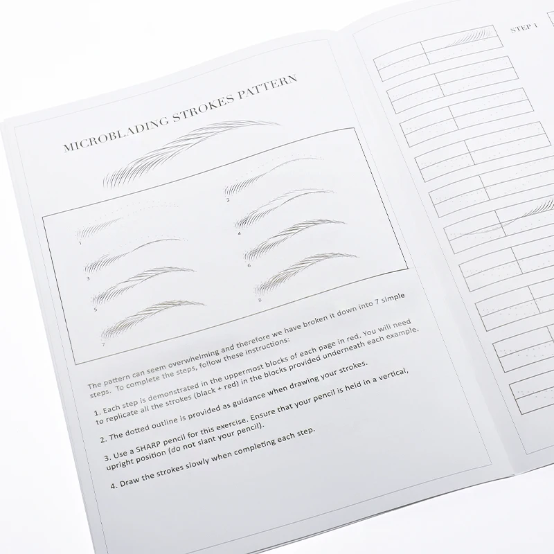 Professional Permanent Makeup Microblading English Practice Book Eyebrow Training Manual Kit for Academy