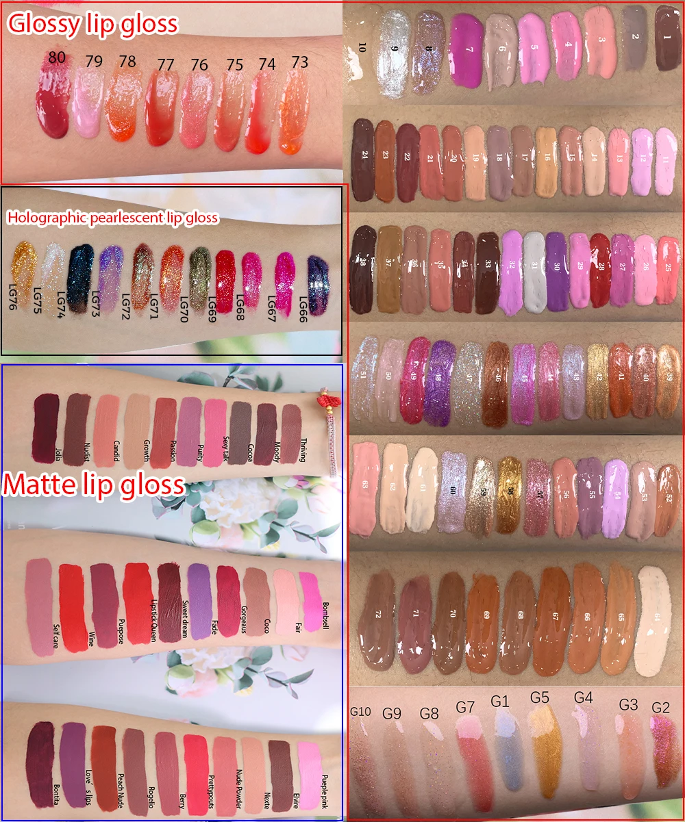 Custom Logo Private Label Natural Liquid Clear Glitter Shiny Glossy Vendor Vegan Lipgloss