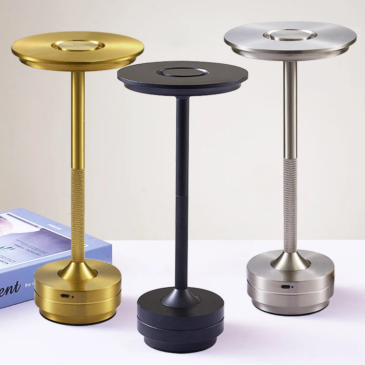 Brown Led Restaurant Table Lamp Cordless Desk Hotel Metal Modern Design ...