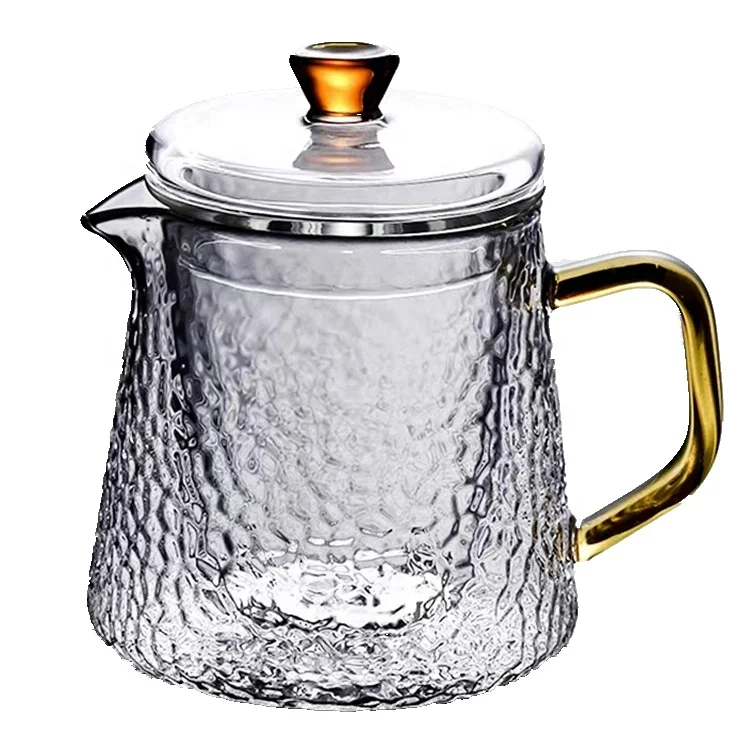 Hand Blowe Borosilicate Glass Teapot Resistant Leaf Tea Transparent Clear 