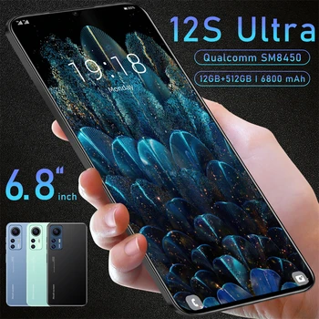 Best Selling Original smart phone M12S+Ultra 6.8 Inch large screen 12GB+512GB large memory 6800mAh Android smart phone