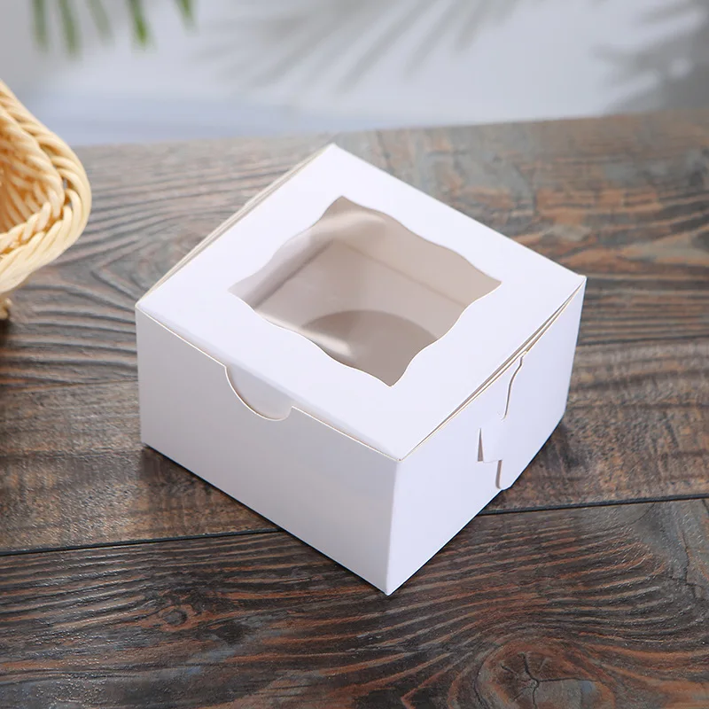 Kraft Paper Bakery Boxes Single Pastry Box Packaging With Clear Display