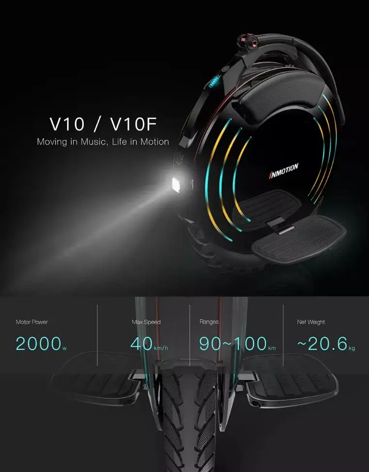 Original Inmotion V10f Electric Unicycle 16 Inch Wheel Self Balancing E Scooter 249 Mph Scooter 4695